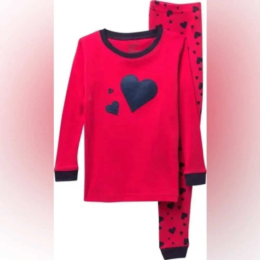 Leveret 12-18mo red 2 piece navy hearts pajamas pants set
